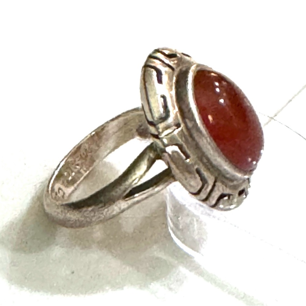 Signed, Mexican / Southwestern. Vintage Carnelian Sterling Silver Ring.